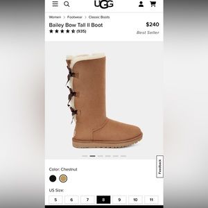 Like new Ugg Australia Bailey Bow Tall chestnut boots size 8